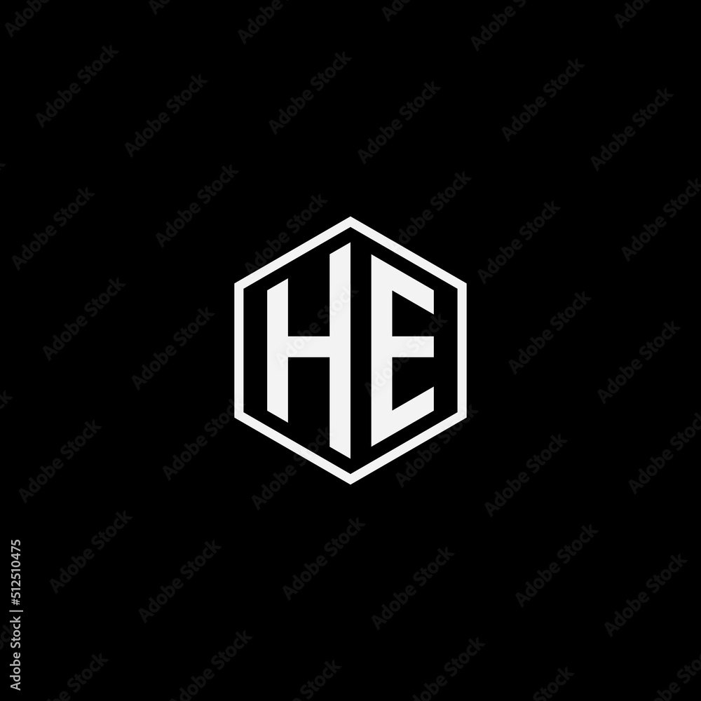 H E letter logo design H E letter logo design