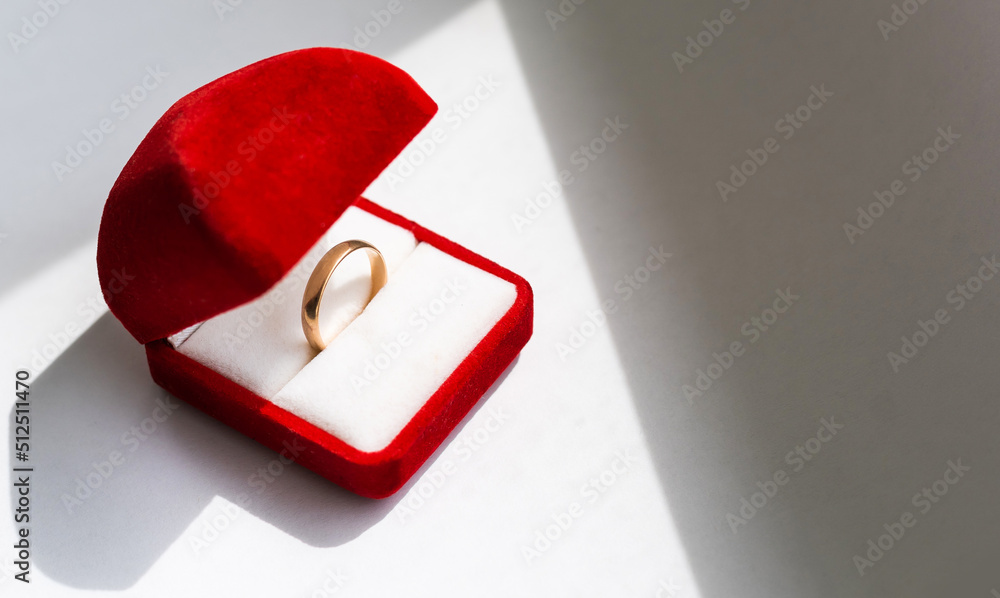 Red box for gold ring on a white background Stock Photo | Adobe Stock