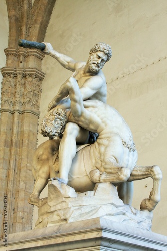 Hercules and the centaur Nessus is a marble statue of the sculptor Giambologna 1598, placed in Florence in the Loggia dei Lanzi. Piazza Signoria - Florence