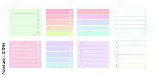 Note, notepad, memo, message, checklist paper graphic set.