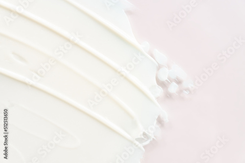 Cream lotion texture. White moisturizer, skincare cosmetic product smear background. Space for text.
