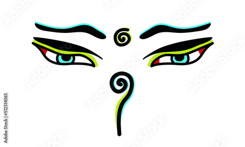 Buddha eyes of the Nepal. Asian Religion symbol. Vector 
illustration