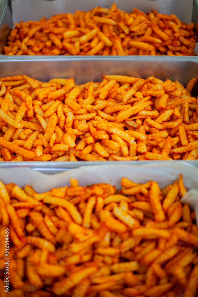 French fries in a plate. Fried Potatoes with Paprika. French fries in a plate. Fried Potatoes with Paprika.