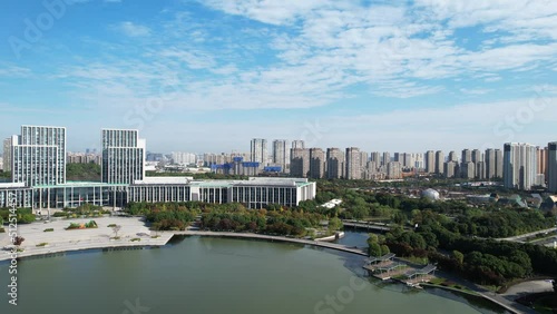 Urban environment of Shangxianhe Wetland Park in Wuxi, Jiangsu Province, China photo