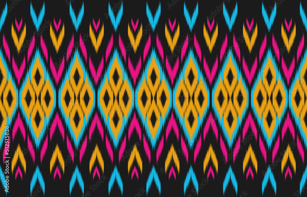 Carpet ethnic tribal pattern art. Ethnic ikat seamless pattern. American, Mexican style. Design for background, wallpaper, illustration, fabric, clothing, carpet, textile, batik, embroidery. Carpet ethnic tribal pattern art. Ethnic ikat seamless pattern. American, Mexican style. Design for background, wallpaper, illustration, fabric, clothing, carpet, textile, batik, embroidery.