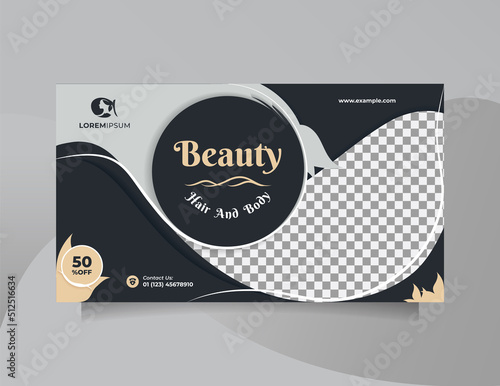 Landscape social media banner design for creative and modern beauty skin treatment center promotion. Vector template can be used for promotion of beauty products, fashion, cosmetic, something natural