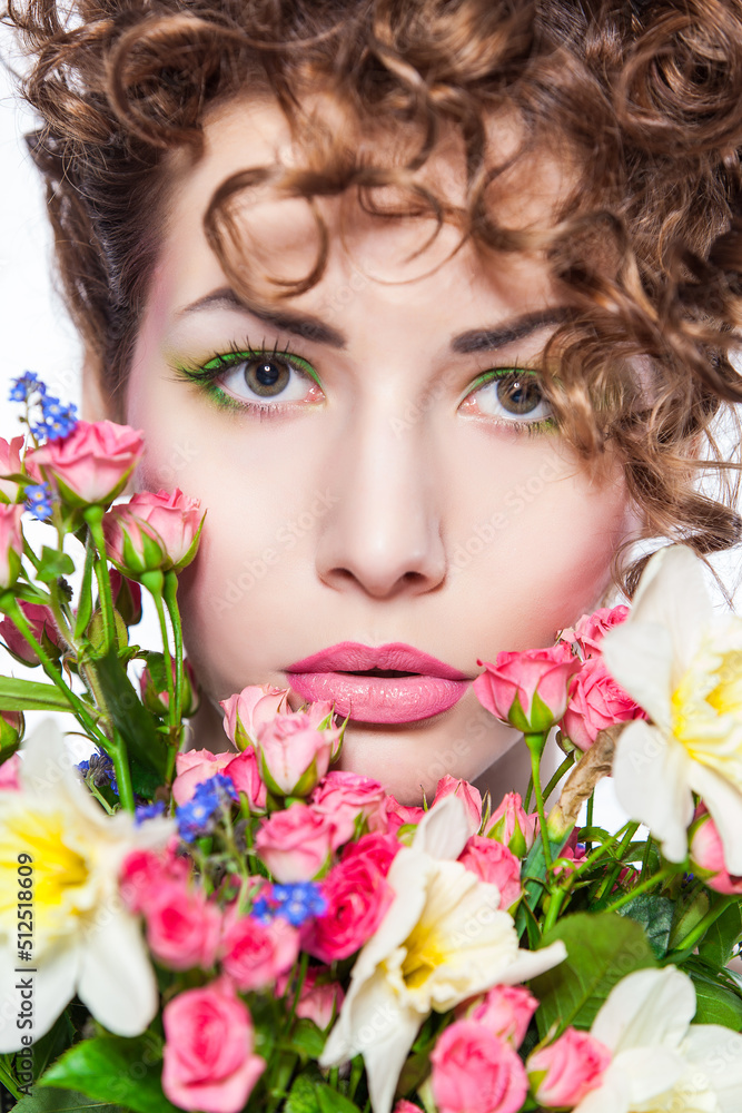 portrait of a woman with flowers portrait of a woman with flowers