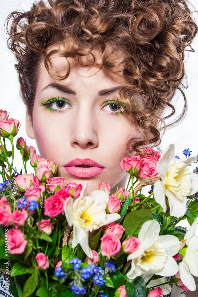 woman with flowers woman with flowers