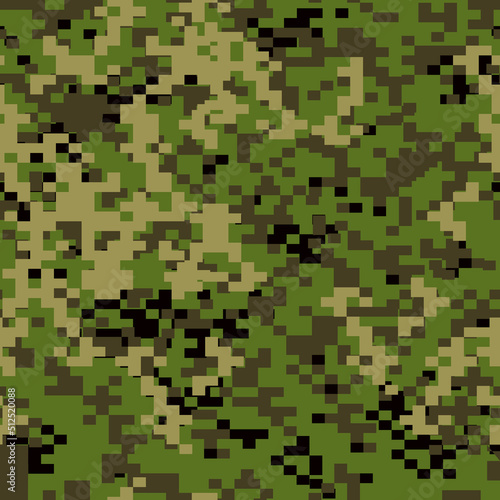 Camouflage seamless pattern. Endless military texture. Pixel army background. Print on fabric and clothes. Vector illustration