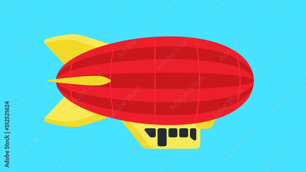Big red airship with a yellow tail Big red airship with a yellow tail