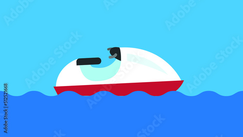 Water scooter floats on the waves