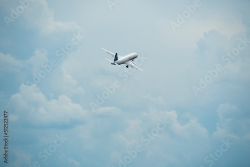 Russian airplane Sukhoi Superjet 100 in the skies