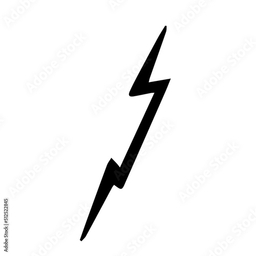 Lighting bolt symbol in doodle style power simple abstract sign isolated on white background. Web, hipster