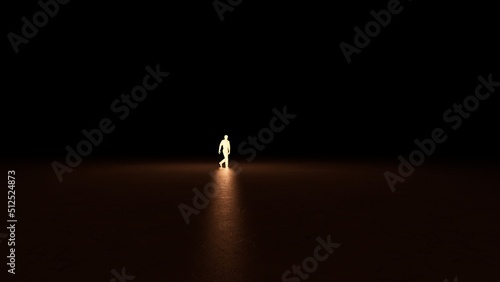 light man in the dark walking