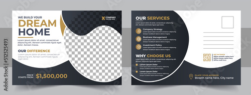 Corporate business or marketing agency postcard template, Real Estate Agent and Construction Business Postcard Template design