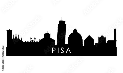 Pisa skyline silhouette. Black Pisa city design isolated on white background.