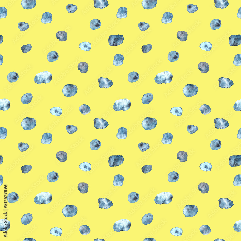 Watercolour indigo dots and blots seamless pattern Watercolour indigo dots and blots seamless pattern