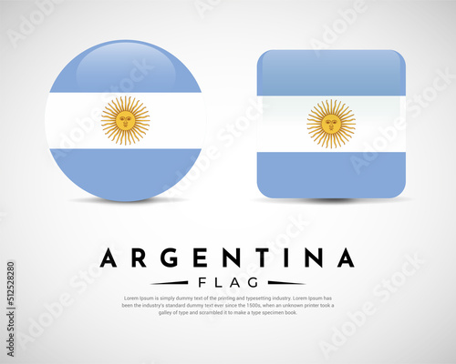 Realistic Argentina flag icon vector. Set of argentina flag emblem vector