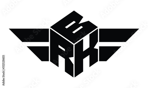 BRK three letter gaming logo in polygon cube shape logo design vector template. wordmark logo | emblem logo | monogram logo | initial letter logo | sports logo | minimalist logo | typography logo |