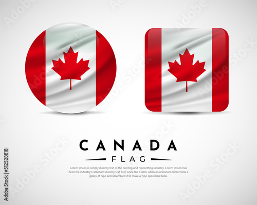 Realistic Canada flag icon vector. Set of Canada flag emblem vector