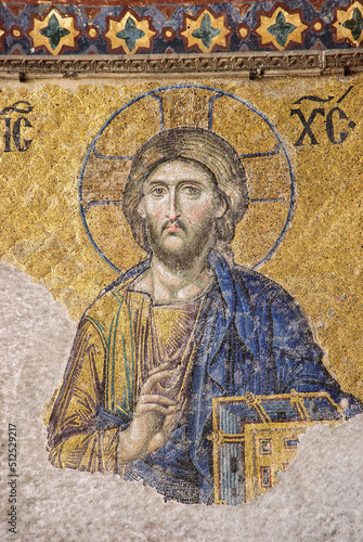 Mosaico de Jesucristo.Galeria sur.Santa Sofia , iglesia de la santa sabiduria,siglo VI.Sultanahmet. Estambul.Turquia. Asia. photo