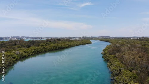 Wallpaper Mural Flying over The Hastings River Canal at Woregore Nature Reserve Australia during a Beautiful Summer Day, Trees and Green Forest on Both Sides Torontodigital.ca