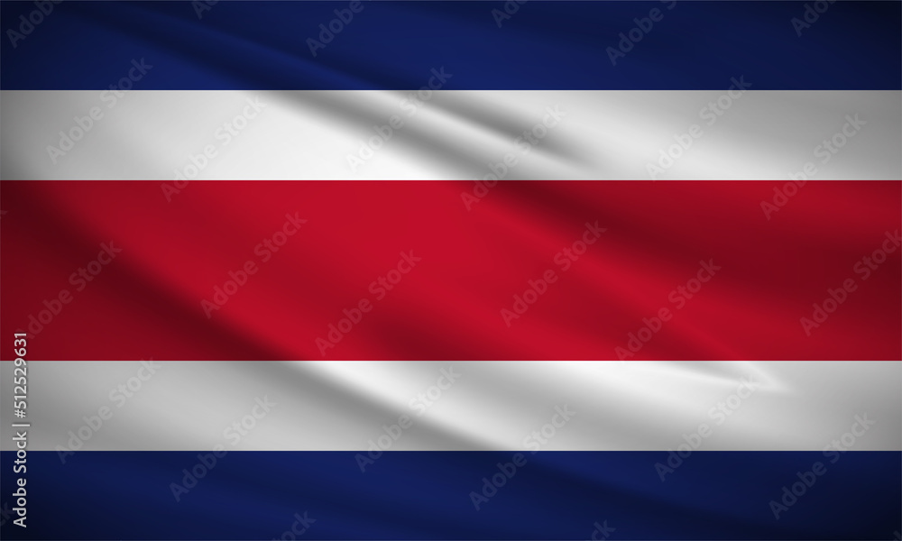 Naklejka premium Realistic wavy flag of costa rica background vector. Costa Rica wavy flag vector