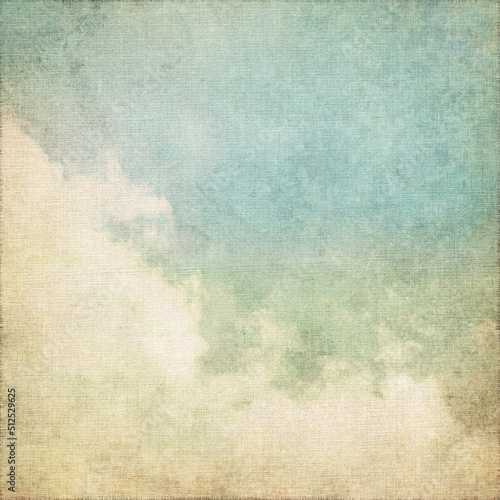 old parchment paper texture background blue sky and white clouds landscape vintage painting as grunge background blank card graphic design template