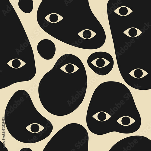Seamless pattern with strange surreal creatures with eyes
