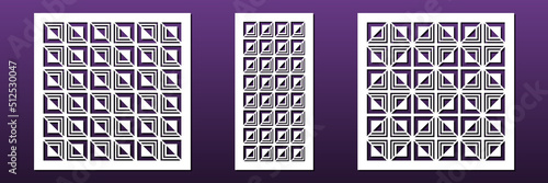 Laser cut panels, CNC template. Modern geometric pattern. Home decor,  room privacy screen, interior design, paper art card background. Vector illustration