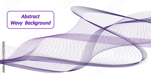 Purple wave swirl swoosh. Air wind transparent veil; dynamic undulate flowing motion; violet soundwave; design element isolated for web banner or border decor. Vector illustration