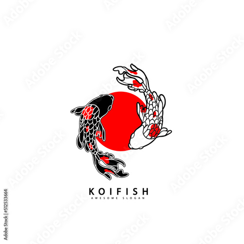 Fish koi logo and symbol vector image	