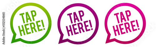 Tap here round web Buttons. Circle vector illustration.