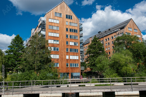 Stockholm, Sweden The eco- neighbourhood of Strandparken where all buildings are made of wood. photo