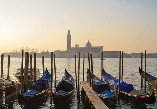 Gondolas at dawn, Venice, Italy © Rick