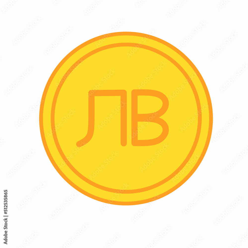 Gold coin money flat icon vector illustration. Coin as currency symbol. Coin thin line icon with bulgarian lev sign. Bulgaria currency. Gold coin money flat icon vector illustration. Coin as currency symbol. Coin thin line icon with bulgarian lev sign. Bulgaria currency.