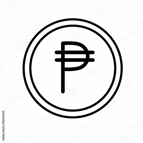 Coin money flat icon vector illustration. Coin as currency symbol. Coin thin line icon with peso sign. Philippine currency.