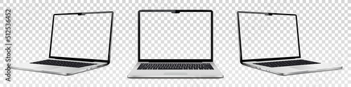 Laptop mock up with transparent screen isolated