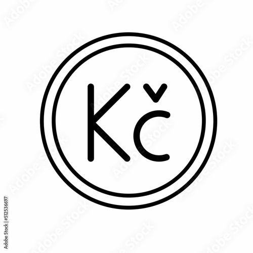 Coin money flat icon vector illustration. Coin as currency symbol. Coin thin line icon with czech koruna sign. Czech currency.