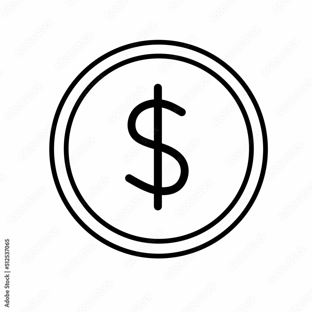 Coin money flat icon vector illustration. Coin as currency symbol. Coin thin line icon with dollar sign. American currency. Coin money flat icon vector illustration. Coin as currency symbol. Coin thin line icon with dollar sign. American currency.