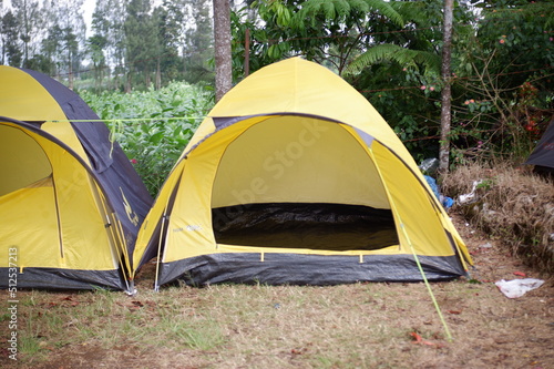 tent in the forest, in camping ground di embung kledung, temanggung, indonesia