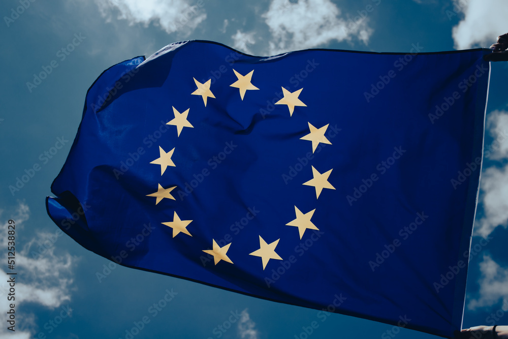 The flag of Europe waving in the wind The flag of Europe waving in the wind