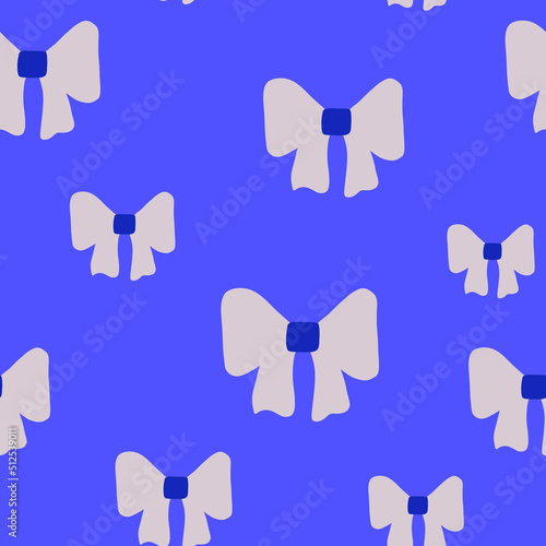 Seamless vector pattern with beige bows on a very peri background