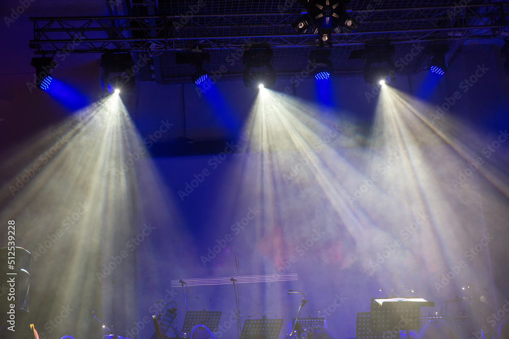 Stage lights. Soffits. Concert light - obrazy, fototapety, plakaty 