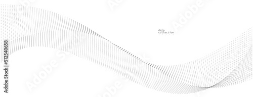 Grey dots in motion vector abstract background, particles array wavy flow, curve lines of points in movement, technology and science illustration. photo