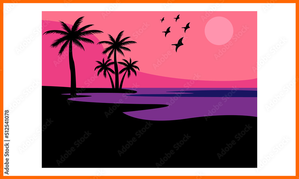 Colorful Beach SVG Illustration Design.