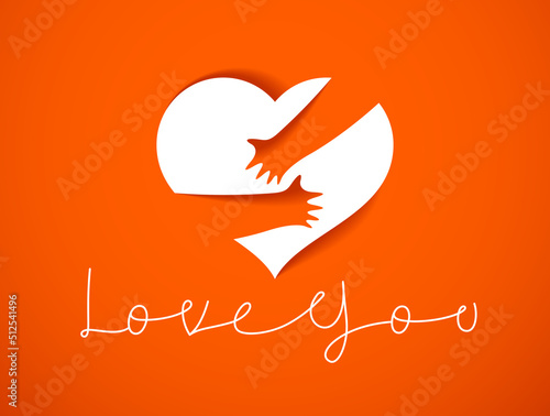 Heart and hands hugging love you vector concept, loving hands, adore passion and care stylish illustration.