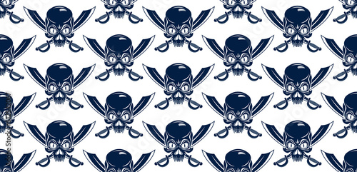 Black skulls seamless vecto...