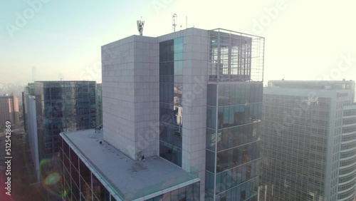Wallpaper Mural Aerial orbit of business buildings in Las Condes, Santiago, Chile. Sun in the background Torontodigital.ca