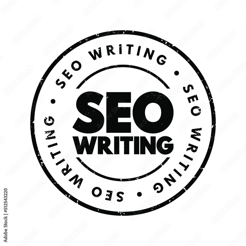 Seo Writing text stamp, concept background